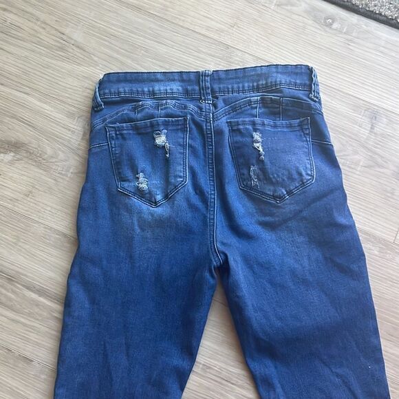 Wax Jean Butt I Love You Skinny Ankle Cropped Jeans Distressed Size 9 - Picture 3 of 7